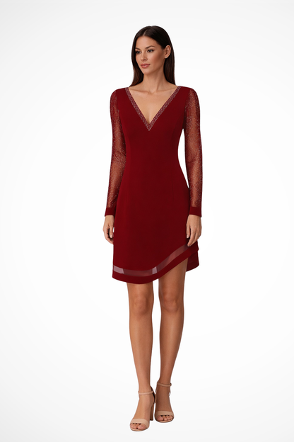 Robe midi à manches transparentes et buste structuré