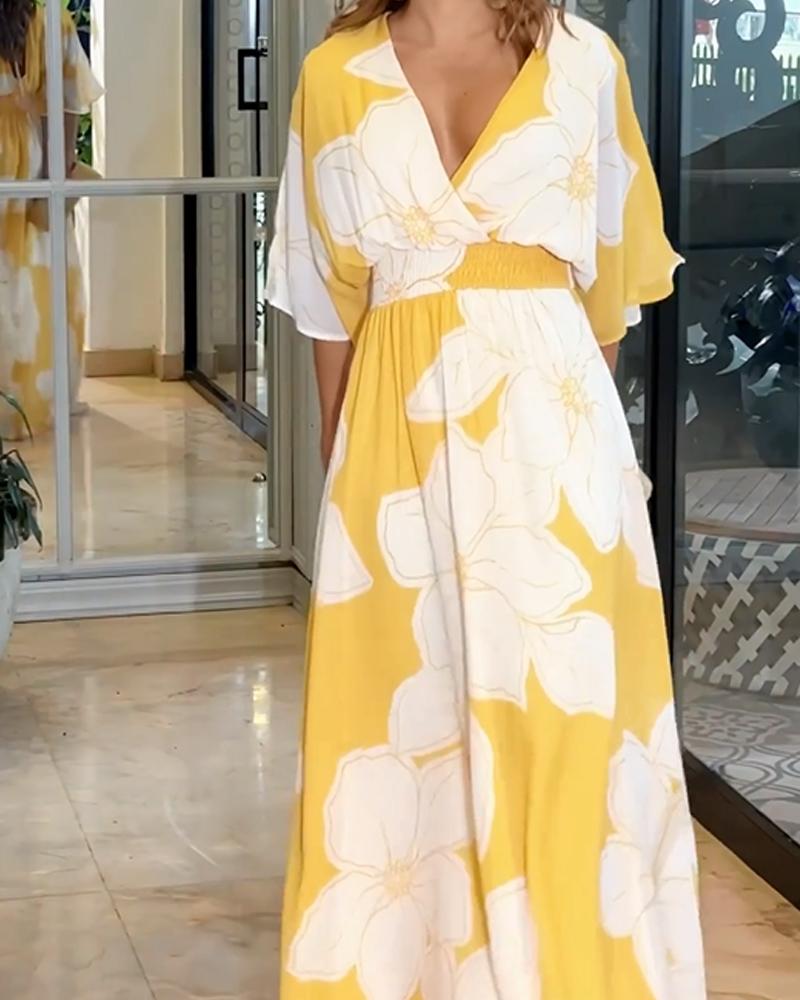 Bahia | Robe Midi Fleurie Taille Marquée