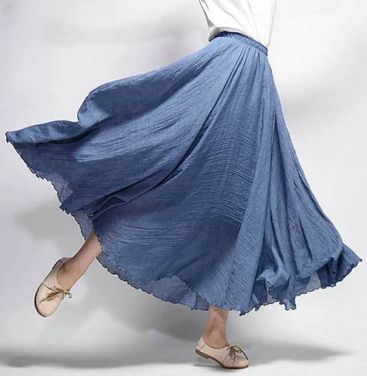 Lunara jupe A-line fluide effet lin femme