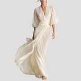 Thibaude | Robe Longue Portefeuille Manches Ballon