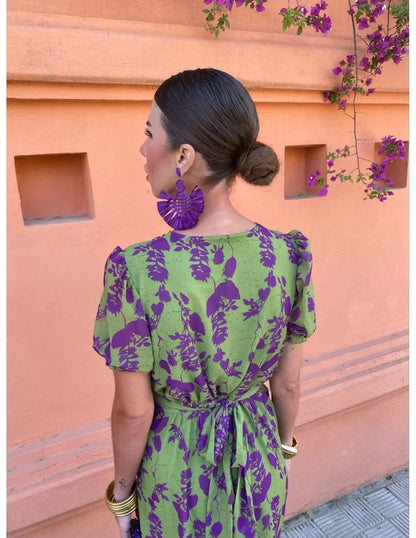 Liviane | Robe Midi d’Été Imprimée Col V