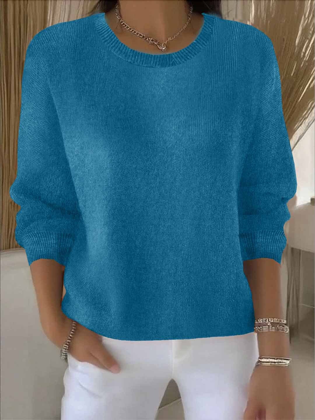 Pull col rond femme, coupe décontractée