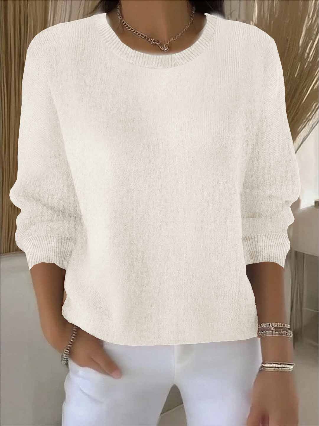 Pull femme col rond ras-du-cou en tricot fin