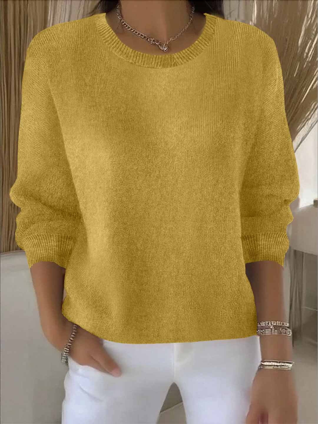 Pull femme col rond ras-du-cou en tricot fin