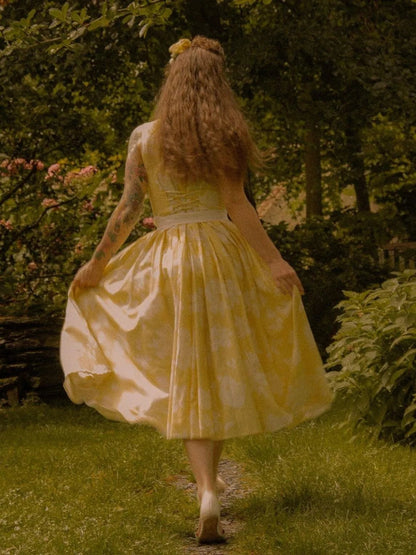 Clarine | Robe Midi Fleurie Épaules Dénudées