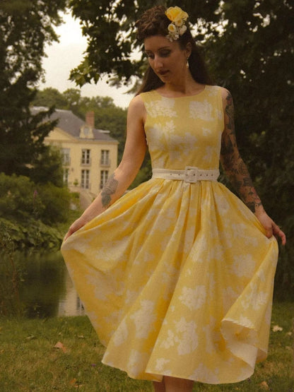 Clarine | Robe Midi Fleurie Épaules Dénudées