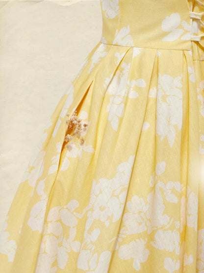 Clarine | Robe Midi Fleurie Épaules Dénudées