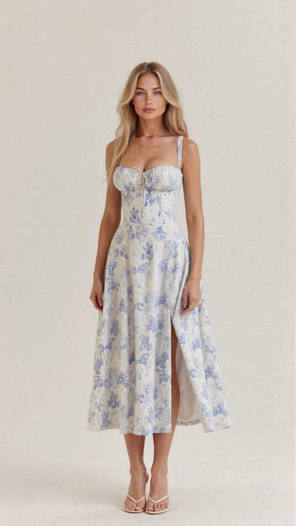 Célestine | Robe Longue Bustier Fendue pour Mariage Invitée