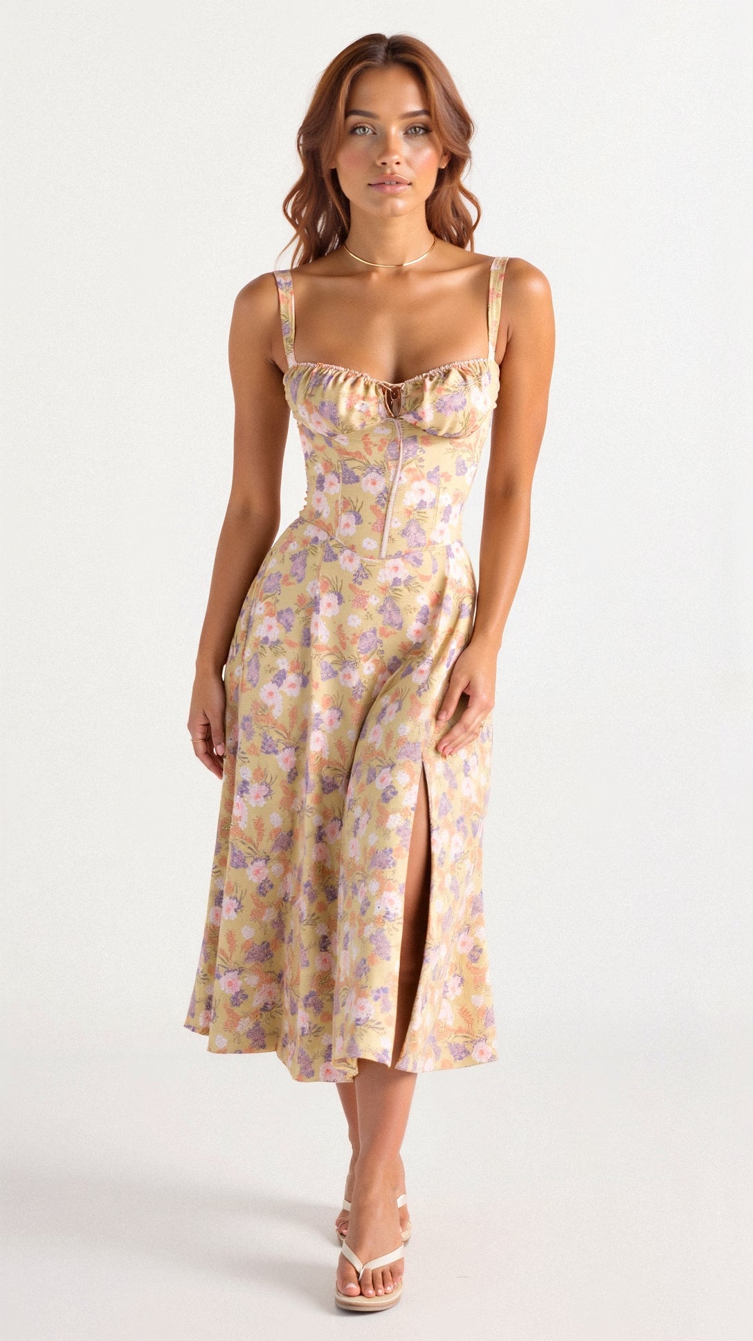 Célestine | Robe Longue Bustier Fendue pour Mariage Invitée