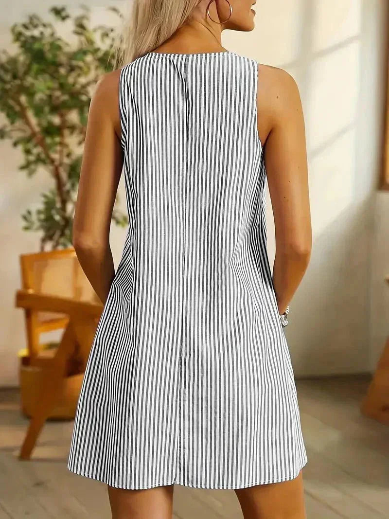 Séraphina | Robe Courte Rayée Chic pour Été