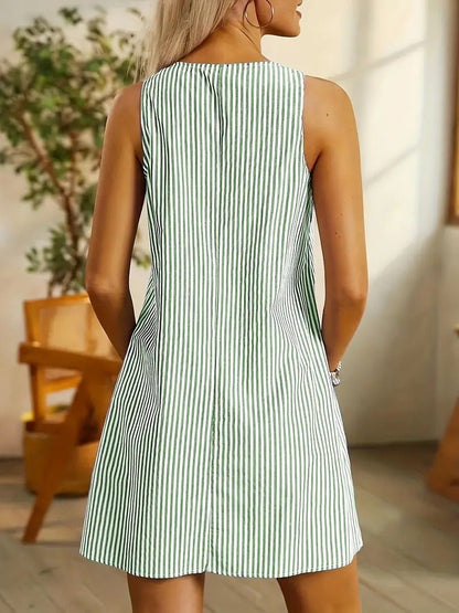 Séraphina | Robe Courte Rayée Chic pour Été