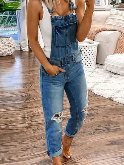Urbaine | Salopette Denim Déchirée Coupe Détendue