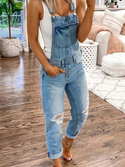 Urbaine | Salopette Denim Déchirée Coupe Détendue