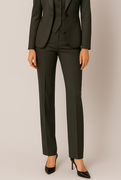 Tailleur trois pièces femme blazer, gilet et pantalon slim