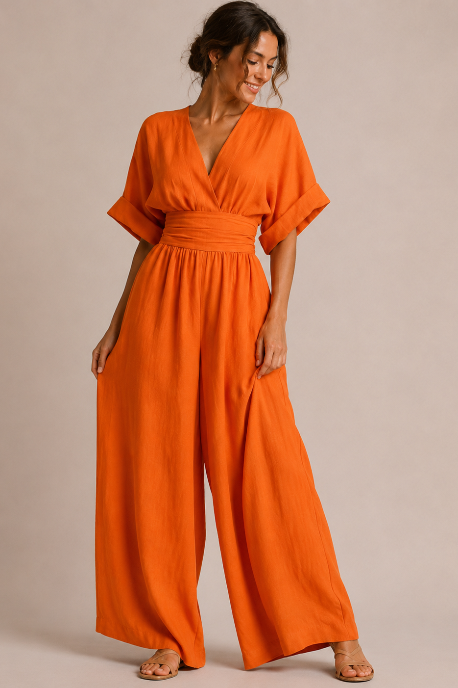 Soumaya | Combinaison Manches Trois-Quarts Taille Haute