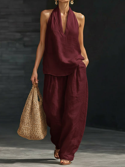 Françoise | Ensemble Halter Pantalon Large