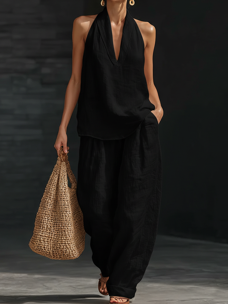Françoise | Ensemble Halter Pantalon Large