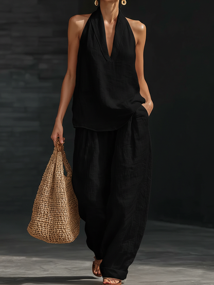 Françoise | Ensemble Halter Pantalon Large