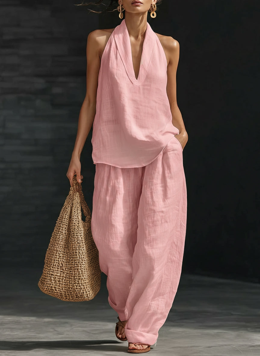 Françoise | Ensemble Halter Pantalon Large