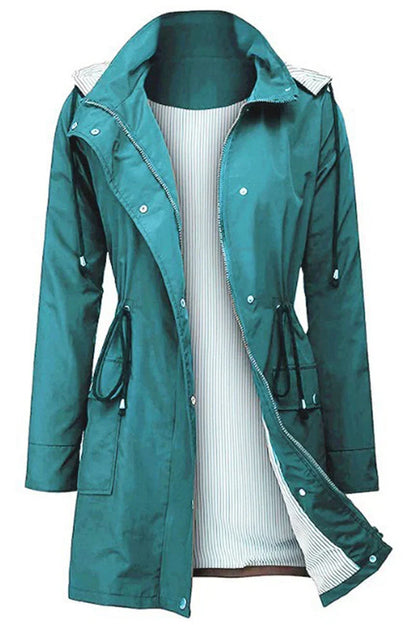 Détail de la fermeture zippée de la veste imperméable
