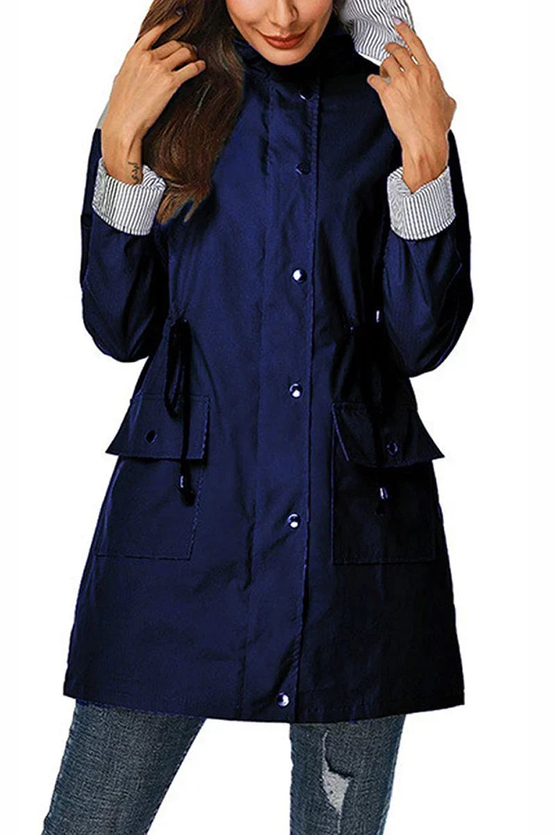 Veste imperméable à capuche, coupe droite