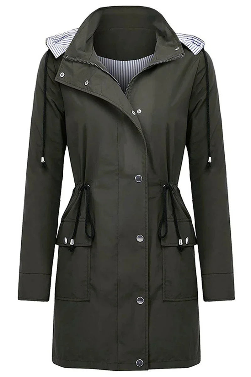 Veste imperméable à capuche, détail des poignets élastiqués