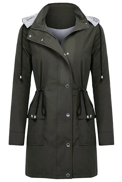 Veste imperméable à capuche, détail des poignets élastiqués