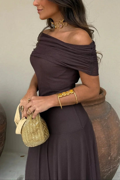 Lucienne | Robe Longue Plissée Une Épaule d'Été