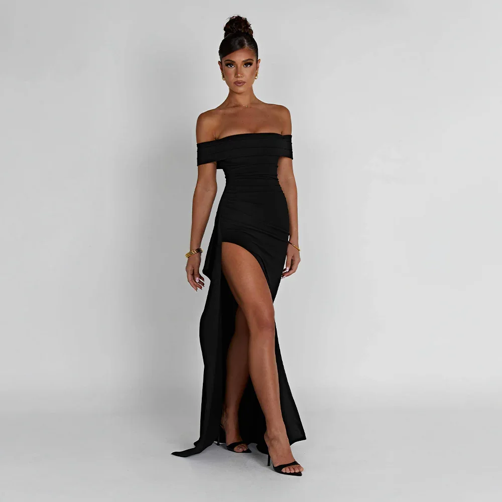 Anouck | Robe Longue Épaules Dénudées à Fente