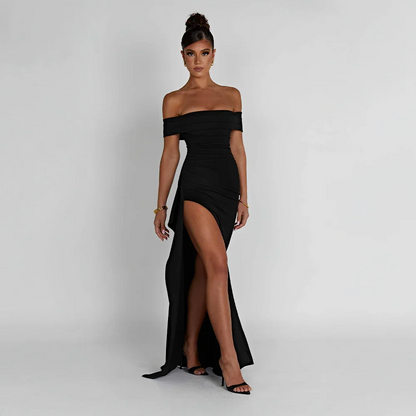 Anouck | Robe Longue Épaules Dénudées à Fente