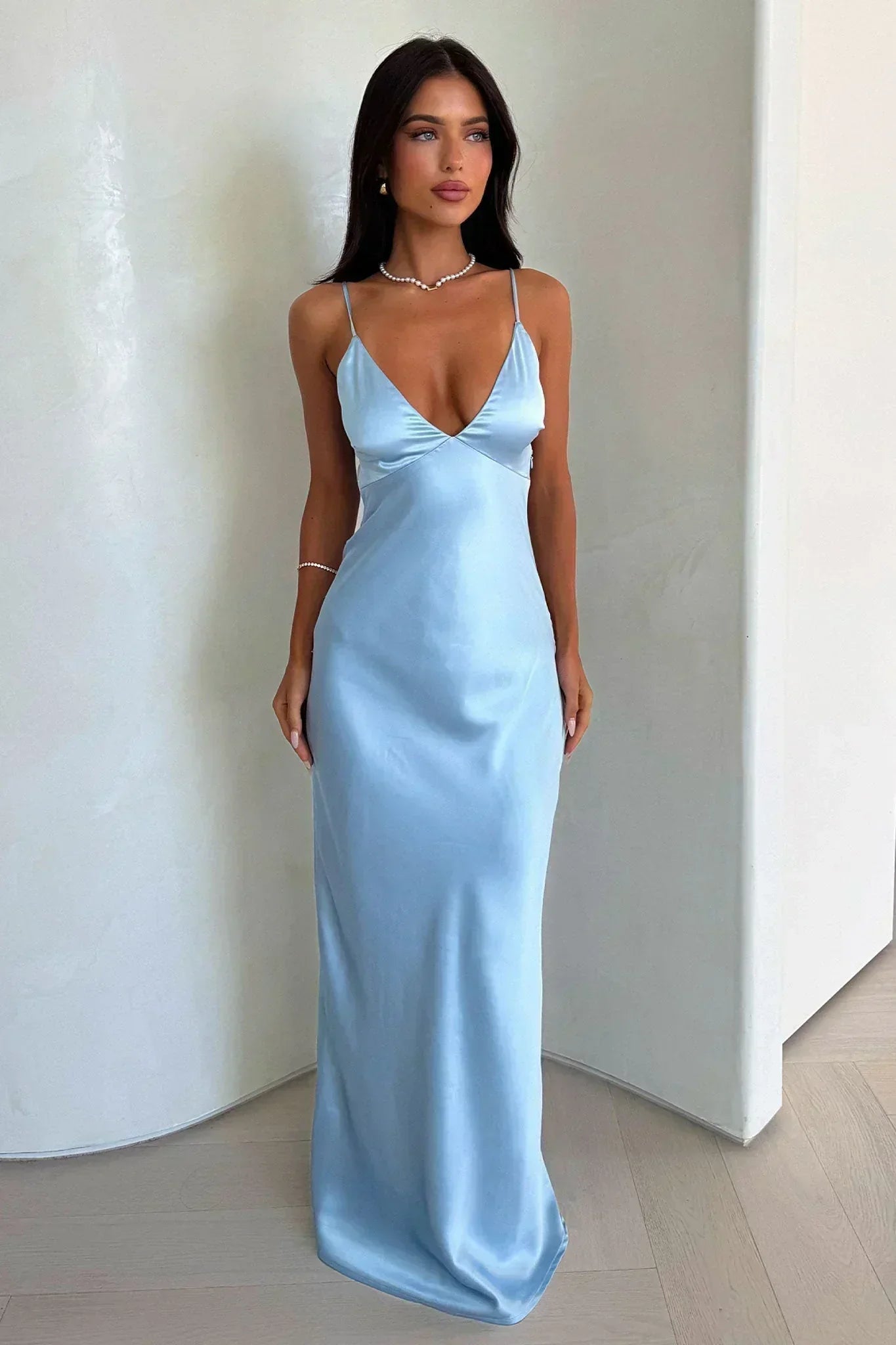 Lison | Robe Longue Satinée à Bretelles