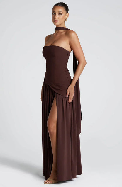 Sidoine | Robe Longue Bustier Corset à Fente Haute
