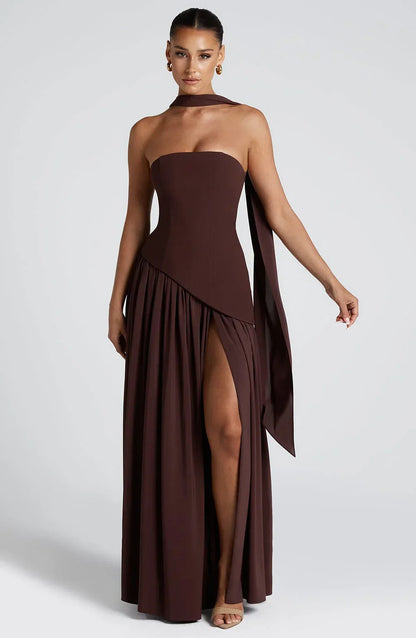 Sidoine | Robe Longue Bustier Corset à Fente Haute