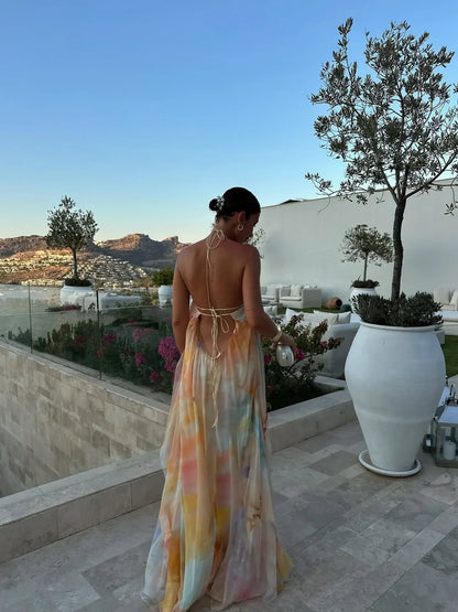 Philippa | Robe Longue Imprimée Dos Nu