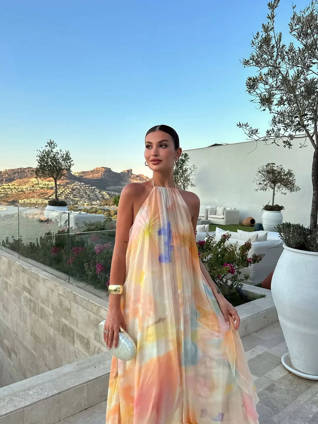Philippa | Robe Longue Imprimée Dos Nu