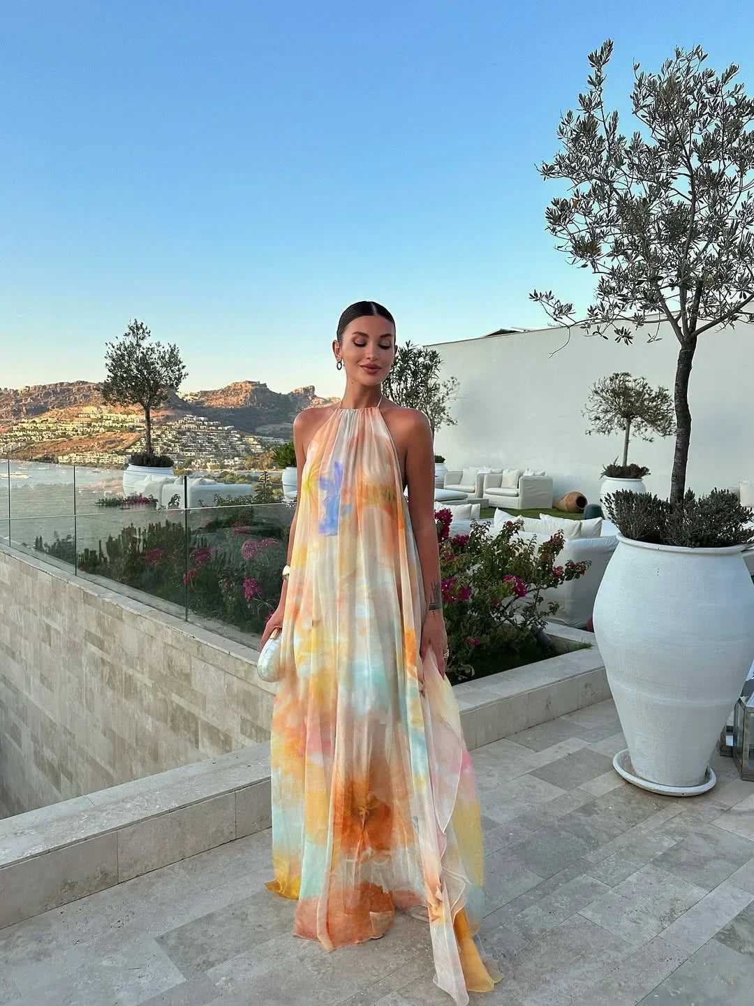 Philippa | Robe Longue Imprimée Dos Nu