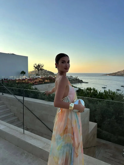 Philippa | Robe Longue Imprimée Dos Nu