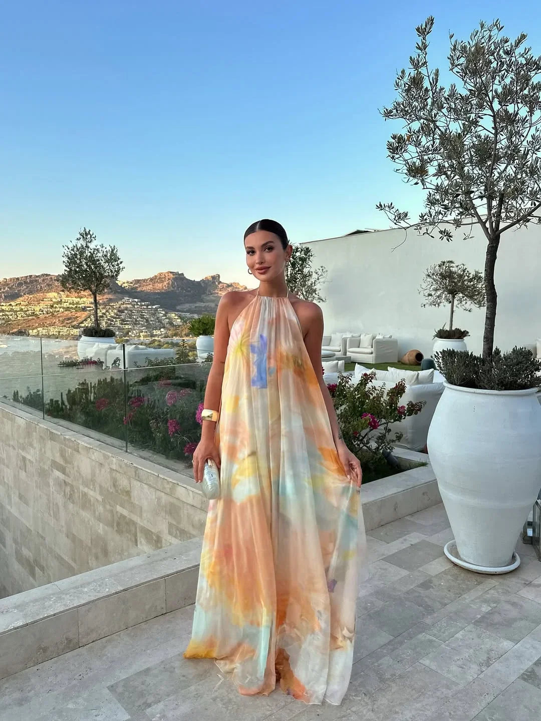 Philippa | Robe Longue Imprimée Dos Nu