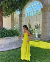 Naëlle | Robe Longue Plissée Jaune