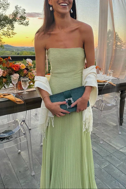 Émilienne | Robe Longue Plissée Verte