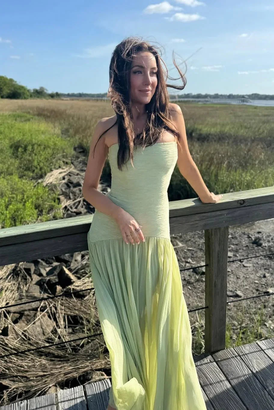 Émilienne | Robe Longue Plissée Verte
