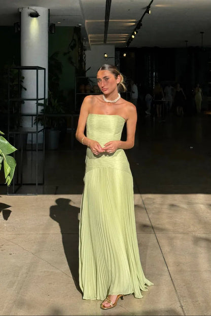 Émilienne | Robe Longue Plissée Verte