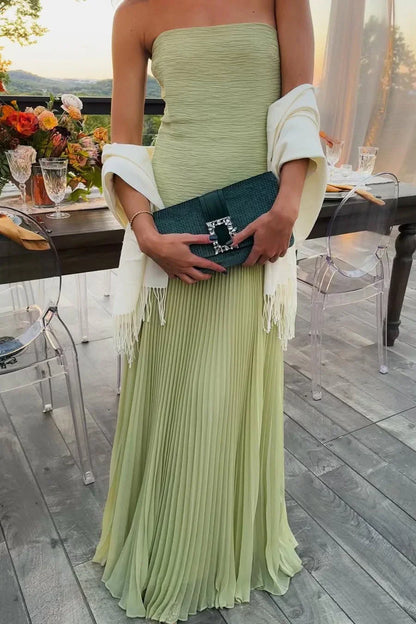 Émilienne | Robe Longue Plissée Verte