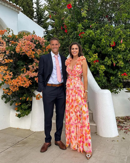 Gaëlle | Robe Longue Fleurie Sans Manches