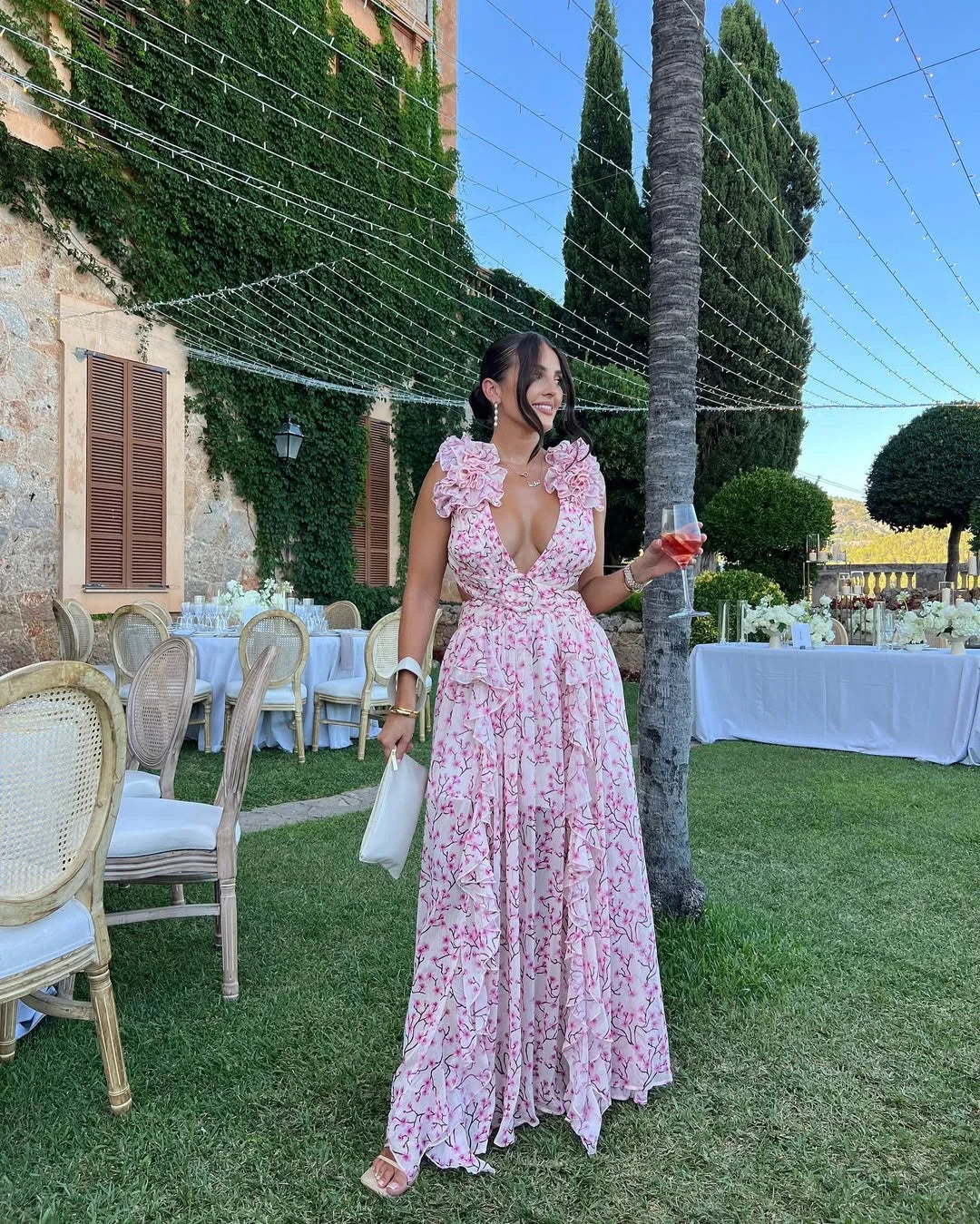 Gaëlle | Robe Longue Fleurie Sans Manches