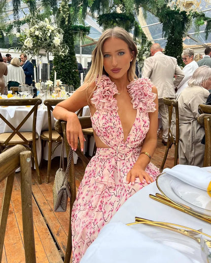 Gaëlle | Robe Longue Fleurie Sans Manches