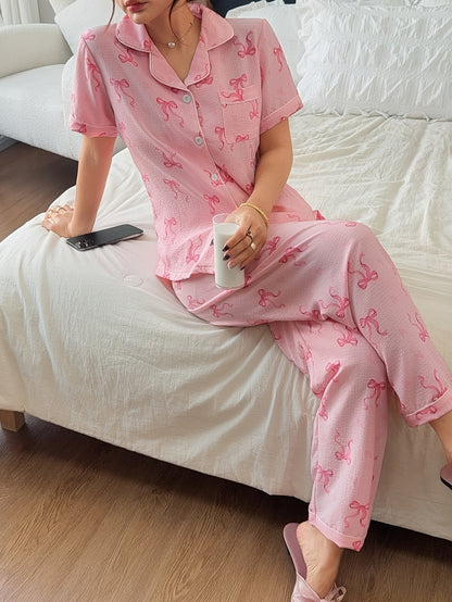 Pyjama imprimé deux pièces posé à plat