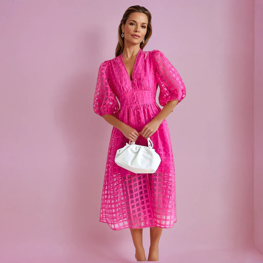 Domitille | Robe Midi Cérémonie Col V