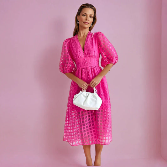 Domitille | Robe Midi Cérémonie Col V