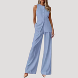 Ensemble gilet sans manches et pantalon large assorti